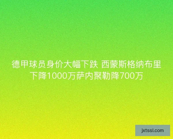 德甲球员身价大幅下跌 西蒙斯格纳布里下降1000万萨内聚勒降700万 德甲球员身价大幅下跌 西蒙斯格纳布里下降1000万萨内聚勒降700万